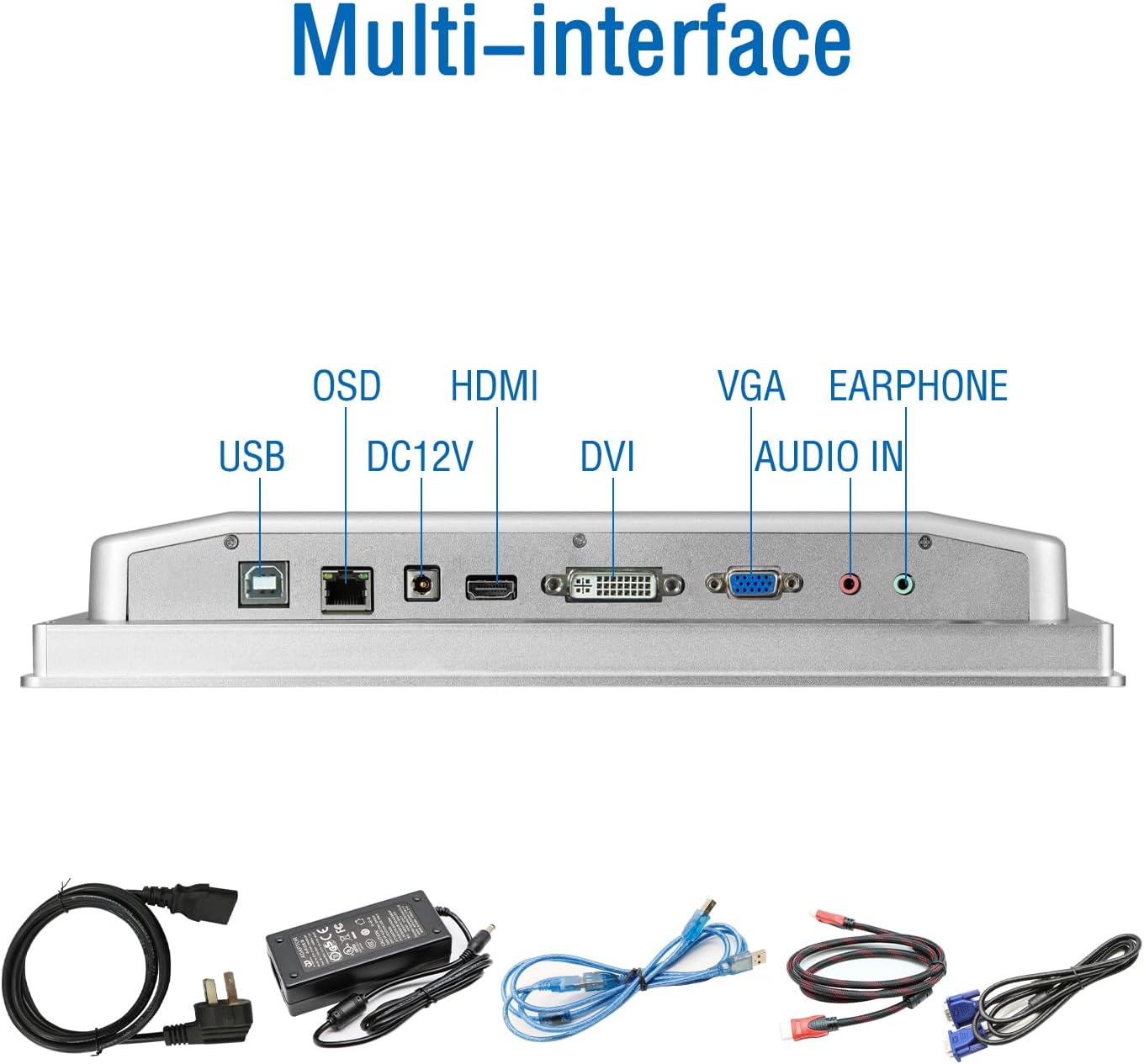 GreenTouch 13.3 Inch Industrial Embedded Capacitive Touchscreen Monitor, Open Frame Multi-Touch Screen Industrial Front IP65 Monitor - HDMI+VGA+DVI - 1920 * 1080 Resolution