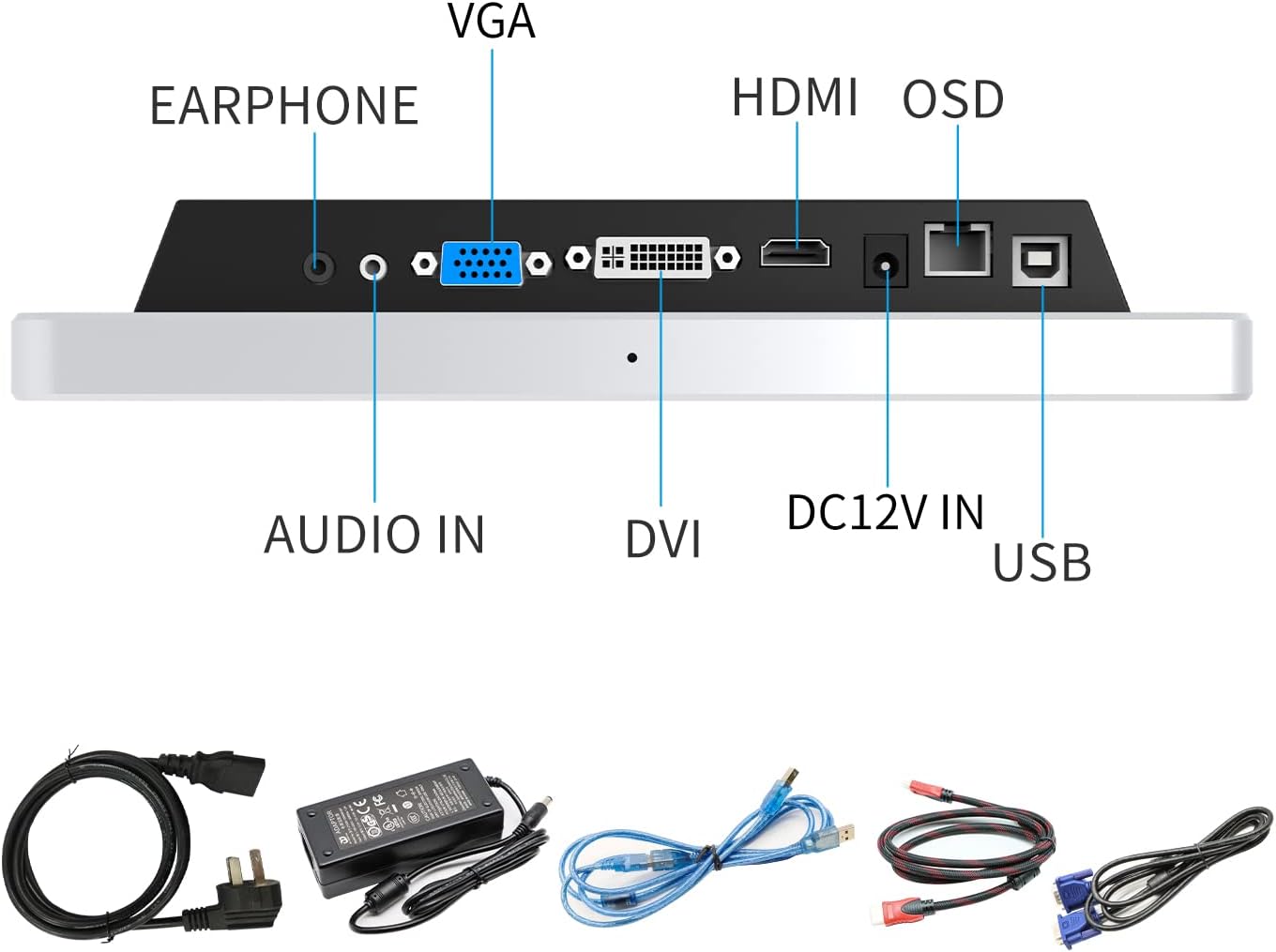 GreenTouch 10.1 Inch Desktop Wall Mountable Multi PCAP Touch Screen Monitor - HDMI/VGA/DVI Input,1280 * 800 Resolution Display