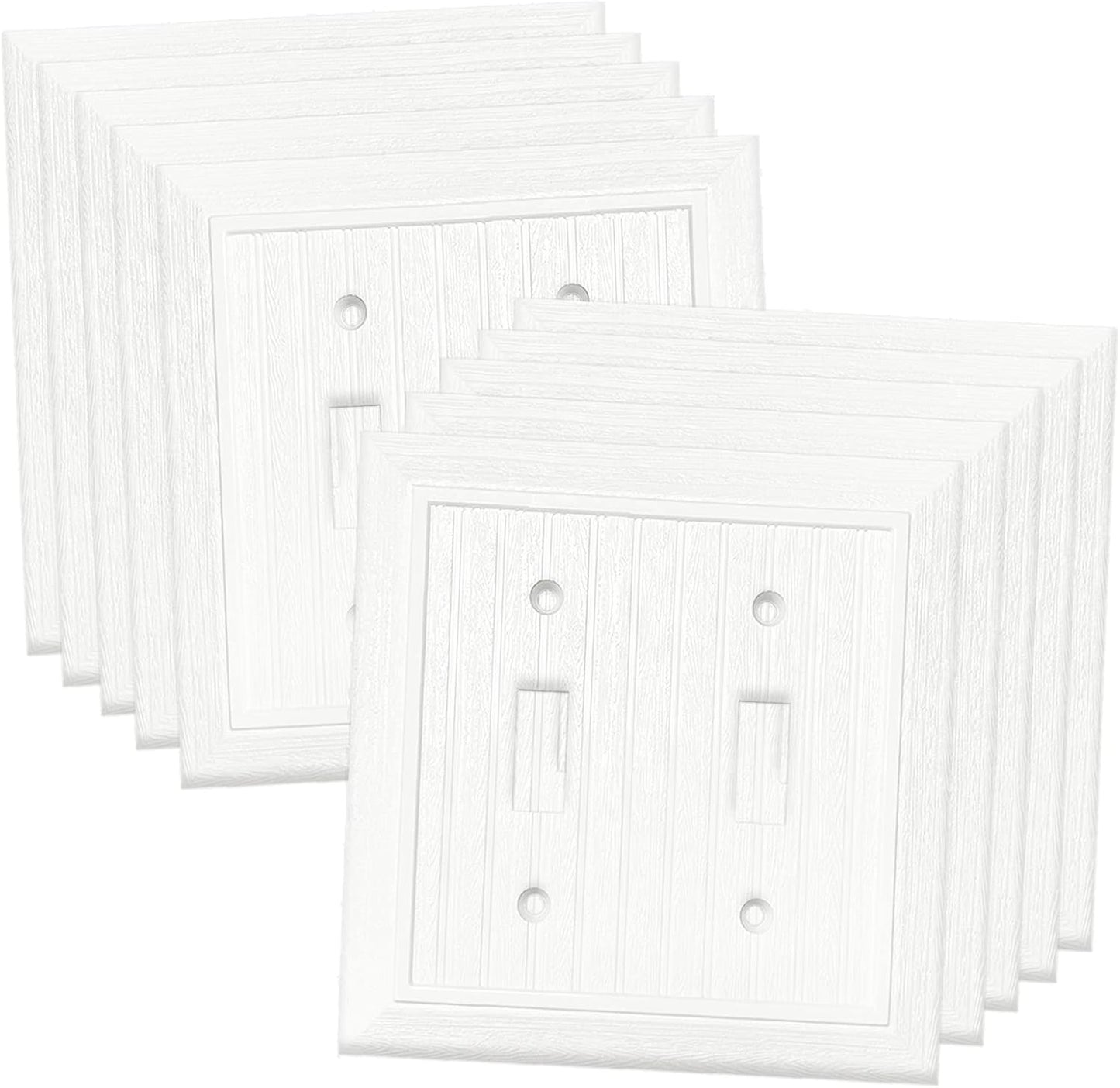 Modern Decorative Wall Plate Retro Wood Grain design Switch Cover Outlet Cover for Light Switch, Smart Switch, Dimmer, GFCI, USB Outlet (10 Pack, Double Toggle)