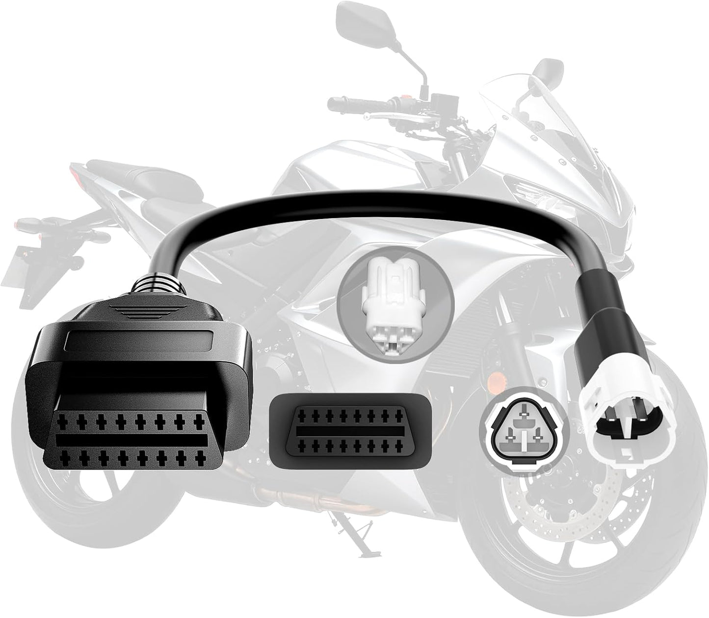 OBD2 Adapter Cable Fits for Yamaha Motorcycles, 3Pin to 16Pin OBD2 Diagnostic Adapter Cable Works with All OBDII Scanner