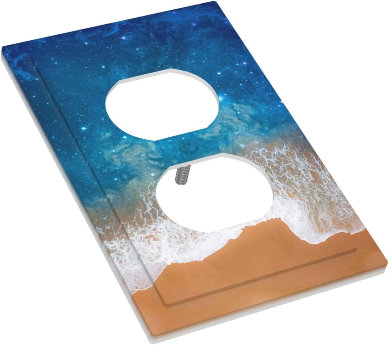 Blue Sea Ocean Beach Waves 1 Gang Duplex Receptacle Switch Wall Plate Decorative Switchplate Outlet Covers Electrical Plug Cover Faceplate for Bathroom Home Decor 5 X 3 IN