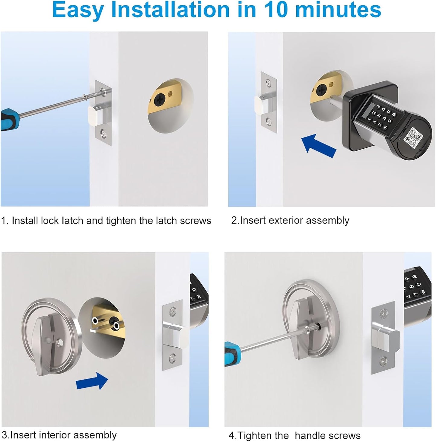 WELOCK Smart Deadbolt Lock, Keyless Entry Door Lock for Front Door, Security WiFi Deadbolt with Keypad, App Control, Anti-Peeking Password,Easy Installation for Bedroom,Home, Apartment,Hotel,Garage