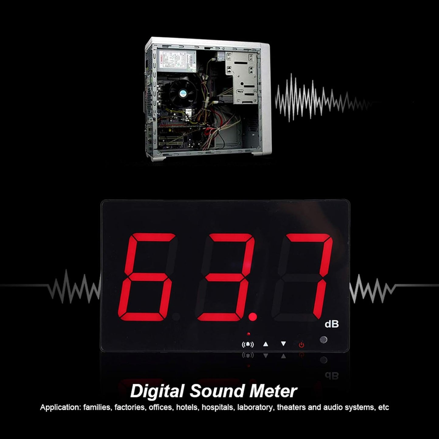 SW-525B Digital Sound Meter Noise Decibel Tester with 9.6 LCD Display Alarm Function Data Storage USB for Factories Offices Theaters