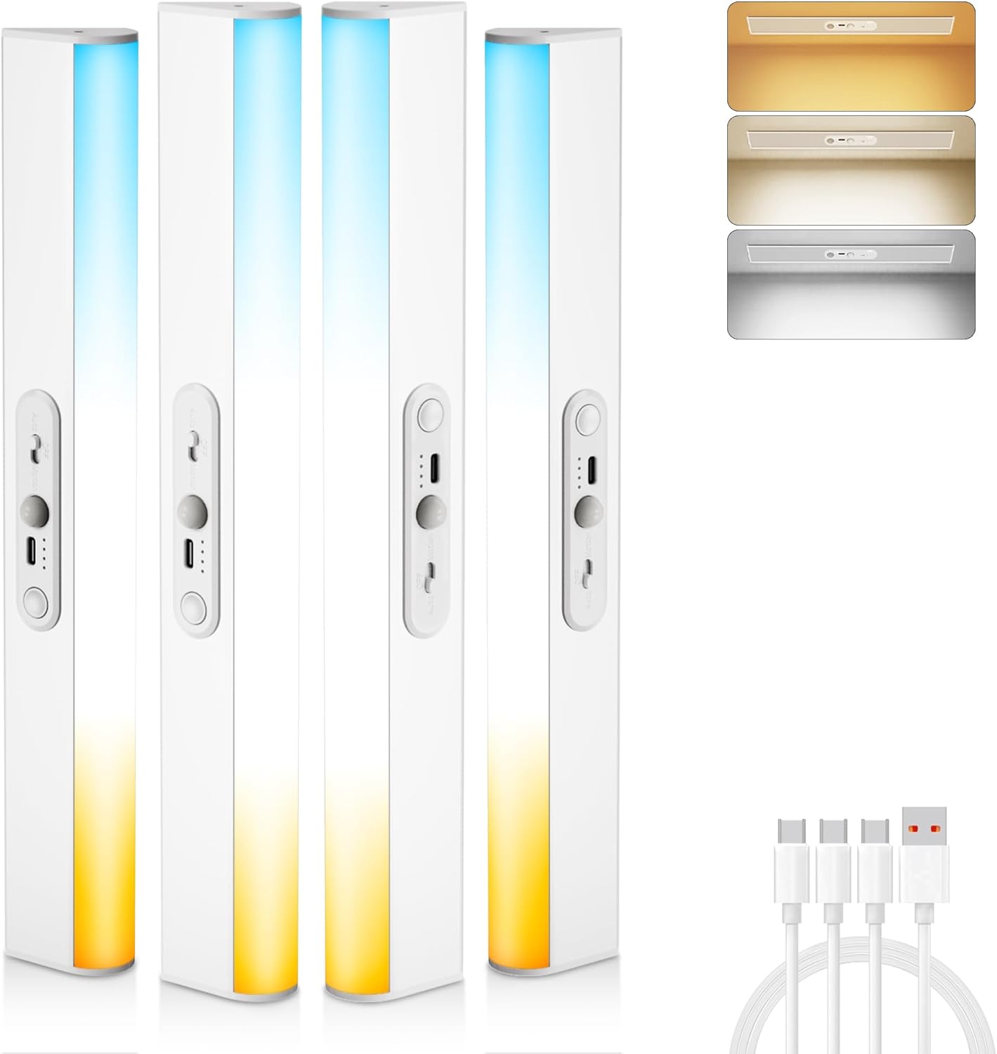 Closet Lights Wireless with Eye-Protection Design, Closet Motion Sensor Light with Remote and Magnetic, Rechargeable Motion Sensor Light with 3000/4000/6500K and Dimmable,Cabinet Lights with 90+CRI