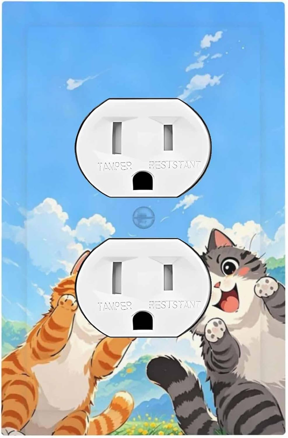 Outlet Covers Orange Gray Cute Cat Sky Cloud Cat S Paw 1 Gang Duplex Light Switch Cover Decorative Switch Plates Electrical Receptacle Faceplate Wall Plate For Kids Room Nursery Decor