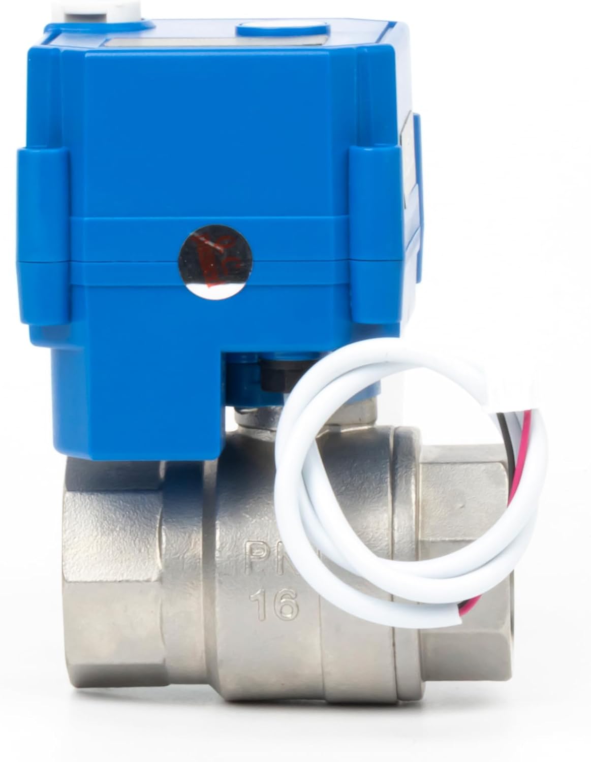 U.S. Solid Motorized Ball Valve with Manual Function - 1" Stainless Steel, Full Port, 85-265V AC, 2-wire Automatic Return, Normally Closed
