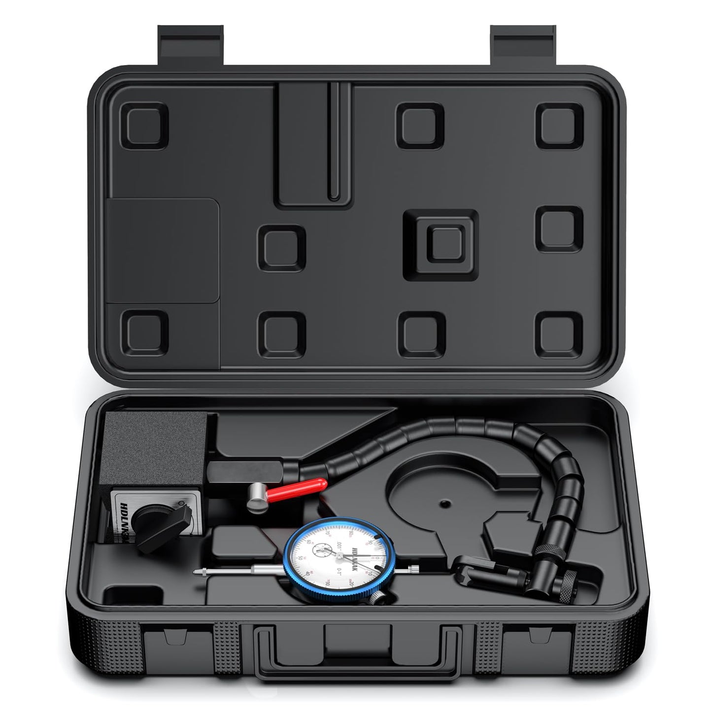 HDLNKAK Dial Indicator 0-1'' with Magnetic Base - Precision Machinist's Tool Set for Alignment, Includes Flexible Arm Base & 0.001" Accuracy Measuring Instrument.