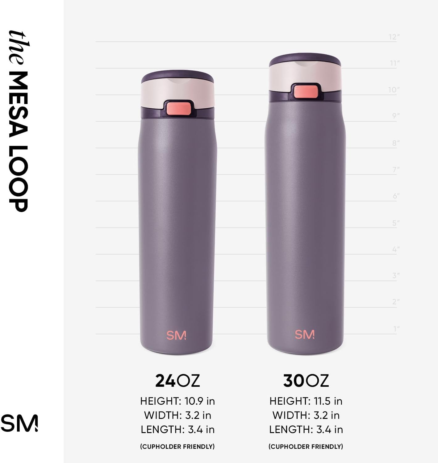 Simple Modern Mesa Loop Water Bottle with Covered Straw and Handle | 30oz Cup Holder Friendly Insulated Stainless Steel Bottles for Travel, Sports and School | Iris Sage