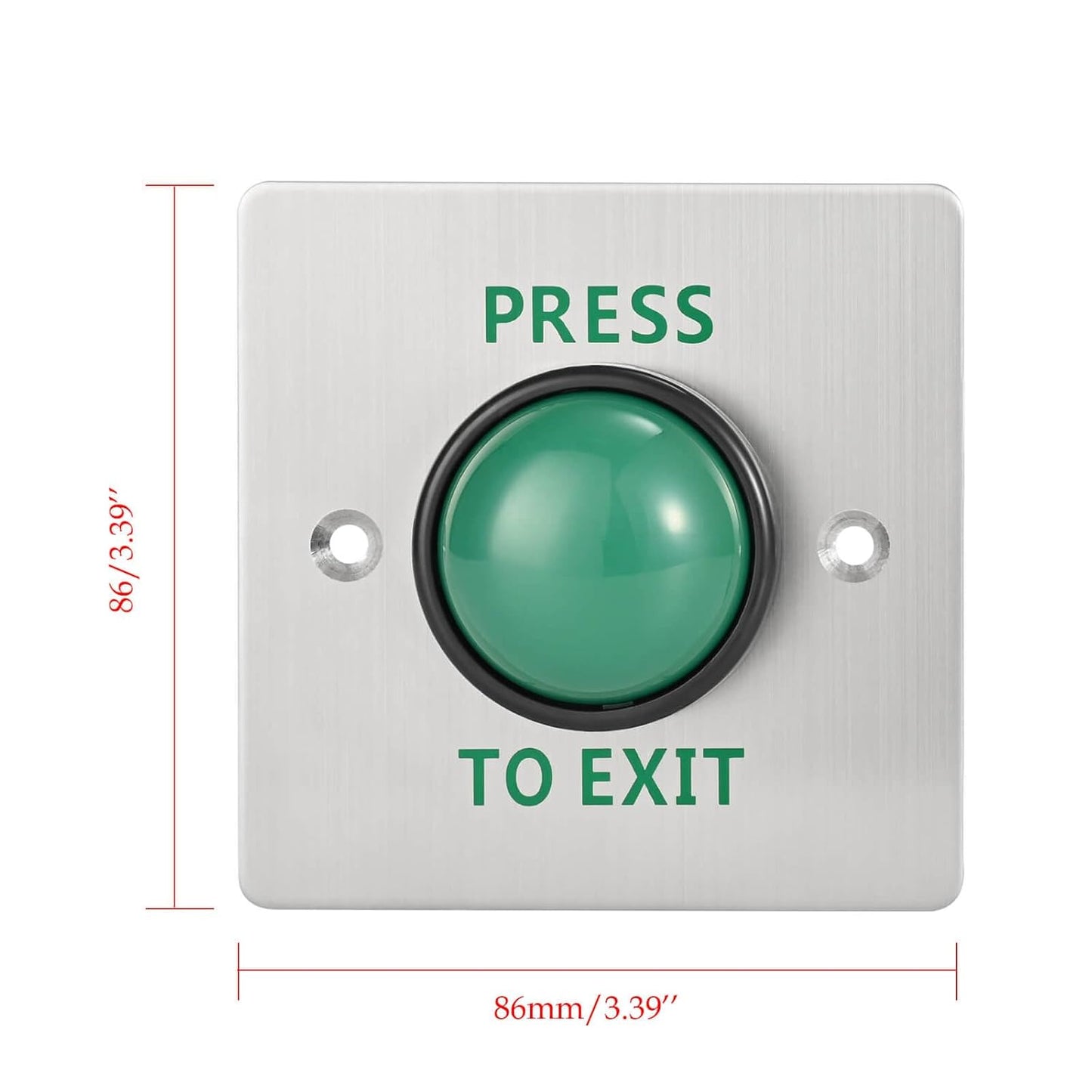 Push to Exit Button for Door Access Control Big Press Button IP68 Waterproof 304 Stainless Steel Shell NO/COM Output