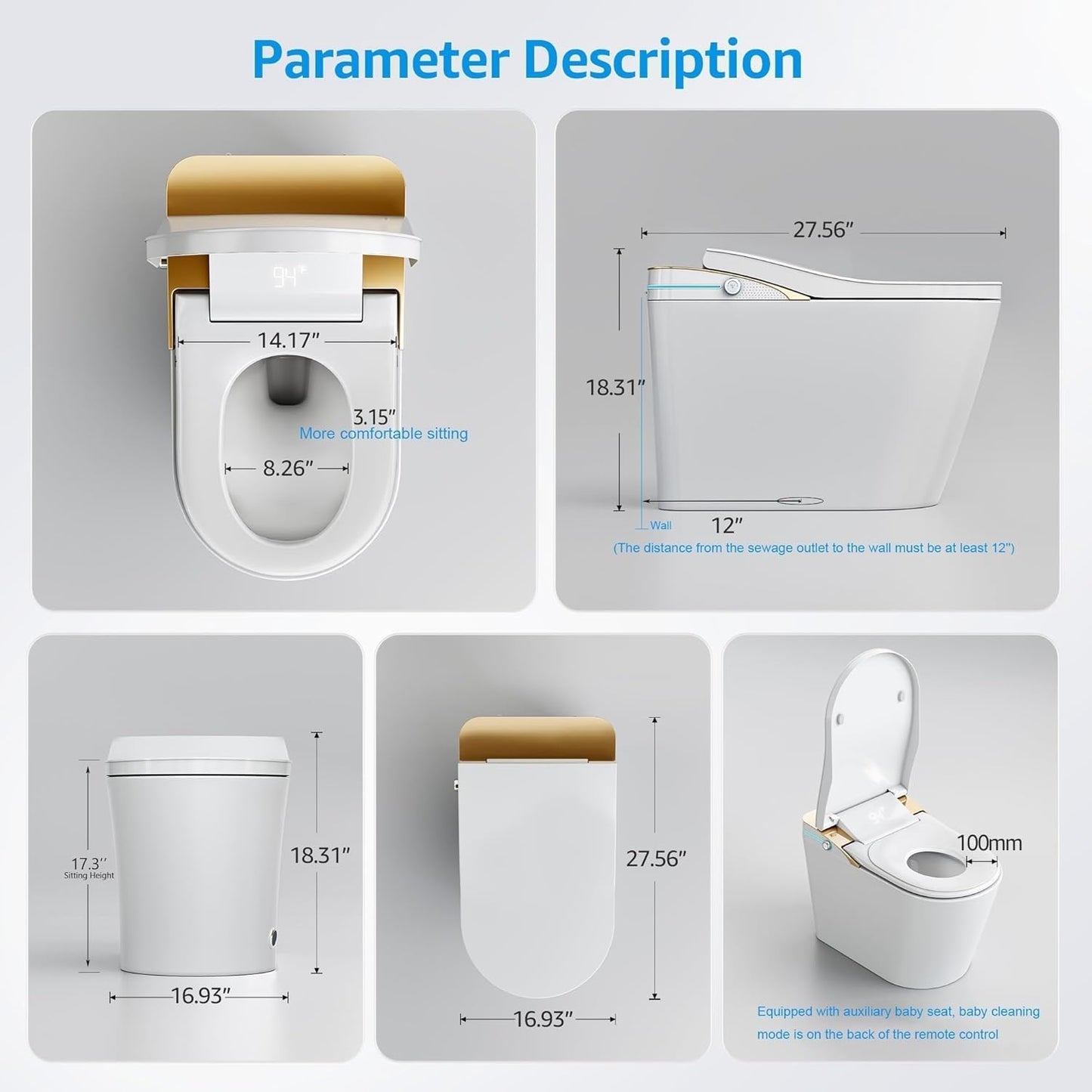 Smart One-Piece Toilet with Built-in Bidet, Elongated Tankless Design, Instant Warm Water, Dual Flush with Auto & Foot Sensor, Heated Seat, ADA Height, Foam Shield, Modern Bathroom Toilet