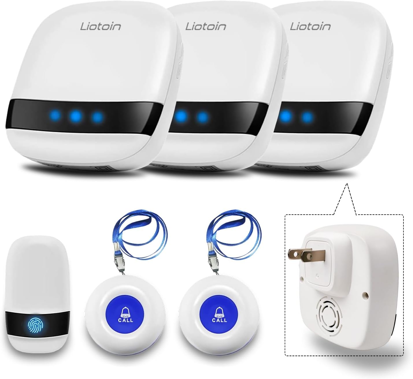 Caregiver Pager Wireless Call Button Alert Button Call Bell Emergency Button for Home/Elderly/Patients Panic Button Nurse Alert Call System 3Call Button 3Receivers (600+ft Operating Range)