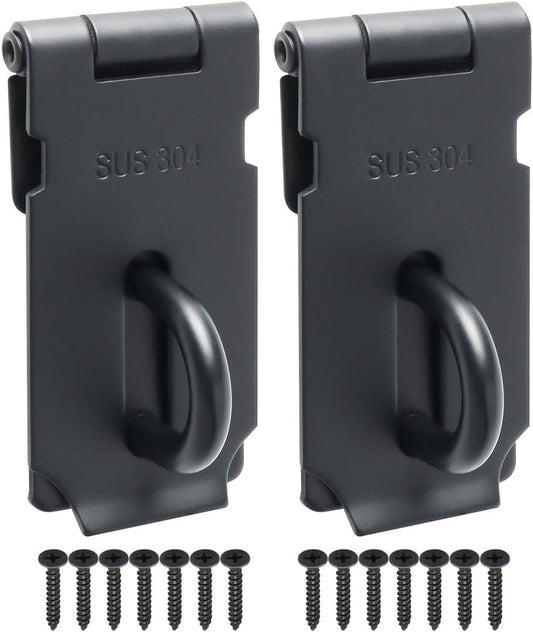 Alise 2pcs Door Locks Hasp Latch,3 Inch SUS 304 Stainless Steel Safety Packlock Clasp Hasp Lock Latch,with Fixing Screw for External Doors Window Cabinet Pet Cage,MS9B-3C-2P