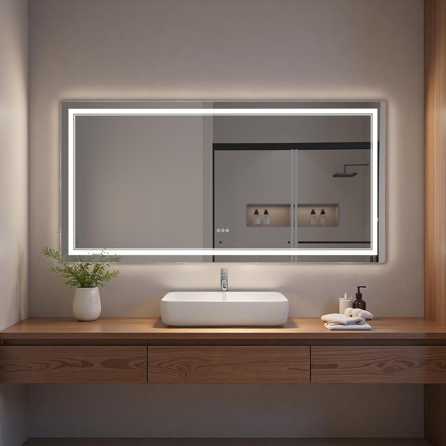 LED Bathroom Mirror with Lights, Wall Mirrors