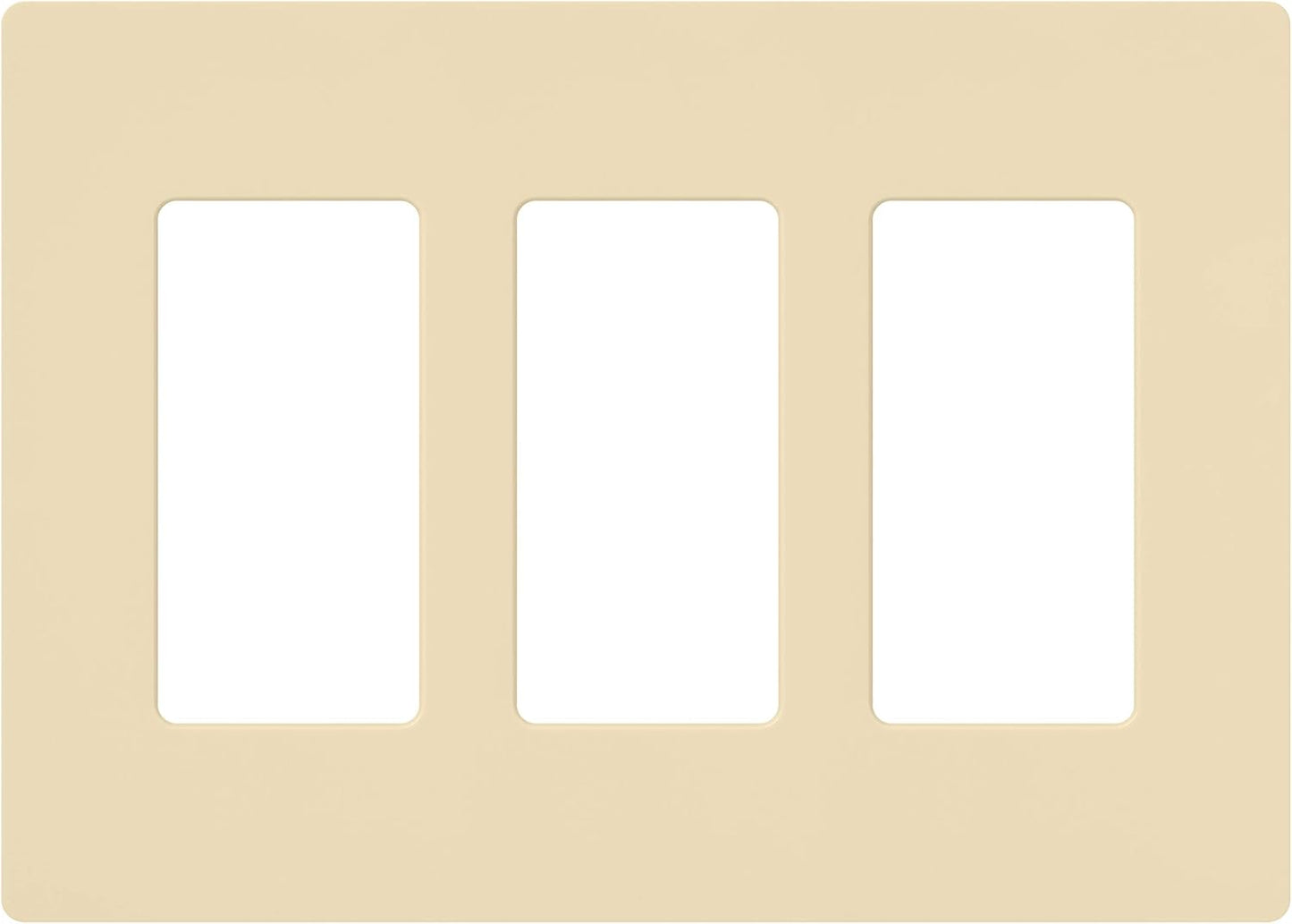 Lutron Claro Light Switch Cover Plate, 3 Gang Wallplate, for Decorator Light Switches, Rocker Light Switch Cover, Outlet Cover, Screwless Switch Plate Cover, Gloss, CW-3-IV, Ivory