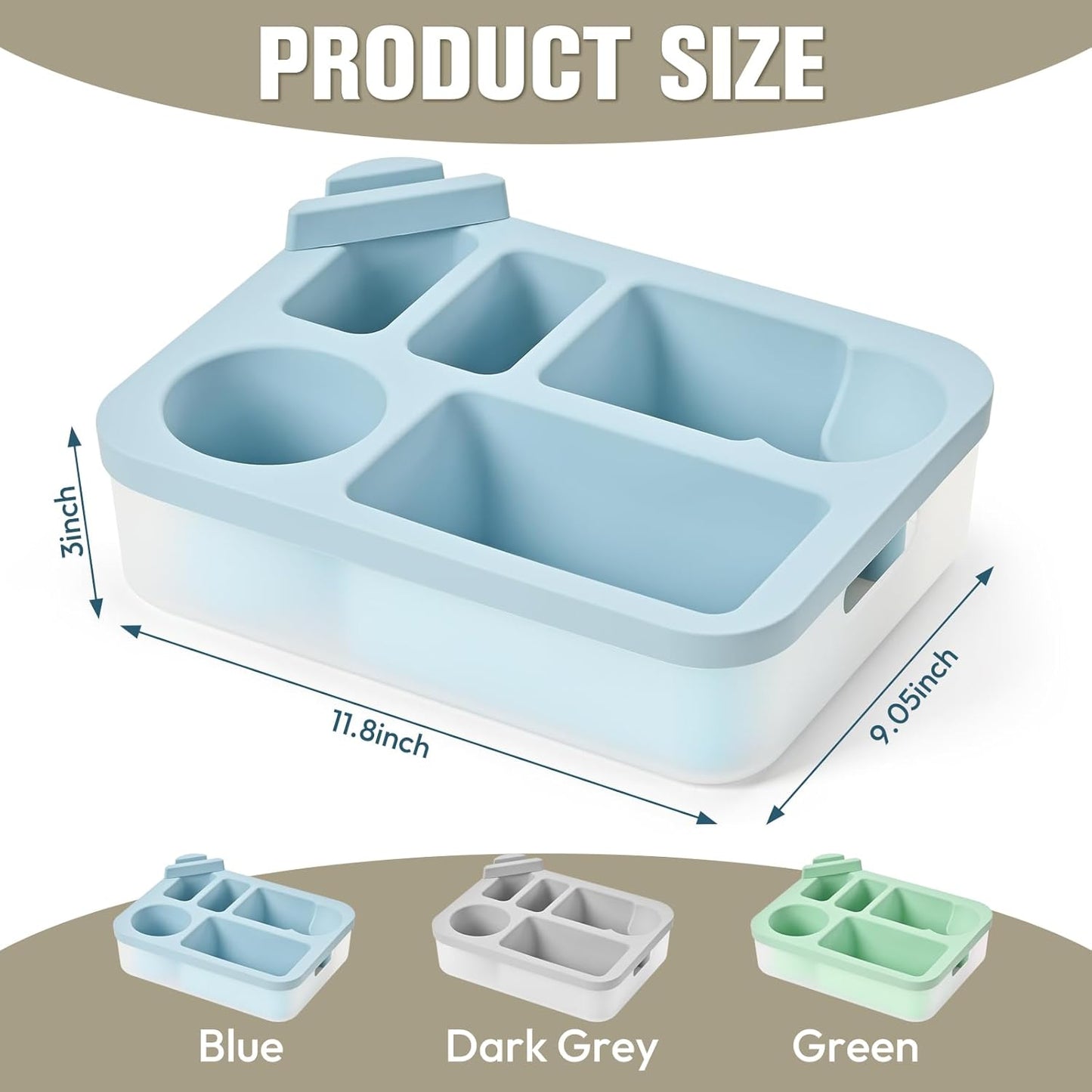 Couch Cup Holder Tray with Rotating Phone Stand & Anti-Spill Design, Silicone Sofa Caddy for Drinks, Remote, Snacks (Blue, 11.8"x 9.05")