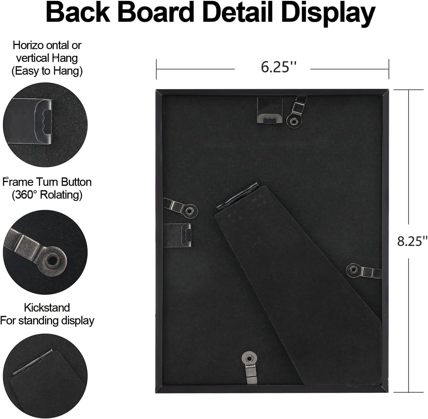 6x8 Picture Frame, Black Aluminum Metal Photo Frames with HD Glass, Fits 5x7 with Mat or 6 x 8 without Mat, Display for Wall and Table
