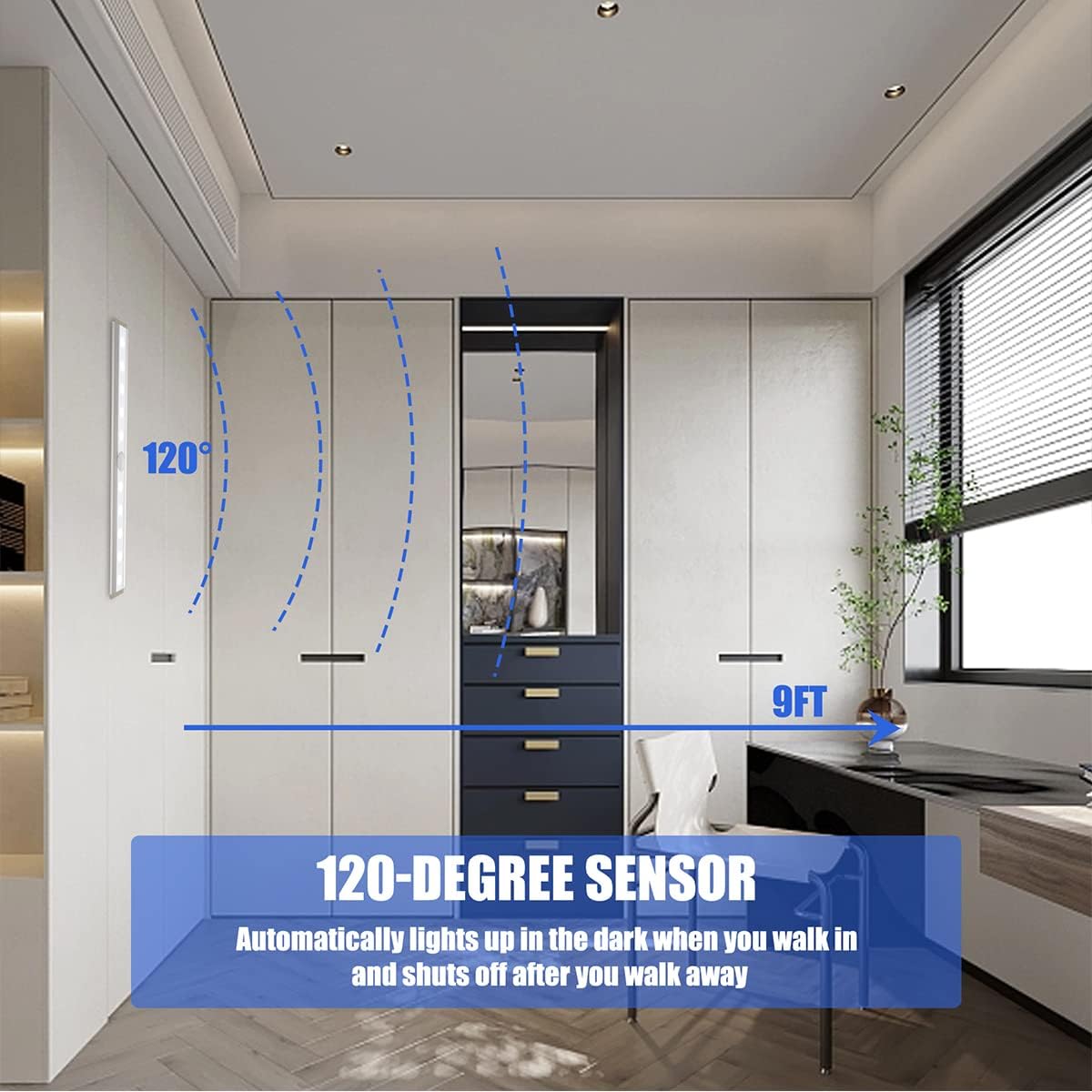 4 Pack LED Motion Sensor Lights, 10 LED Closet Battery Operated Lights, Stick-On Anywhere Magnetic Night Light Bar, Led Safe Light Indoor for Closet Stairs Wardrobe