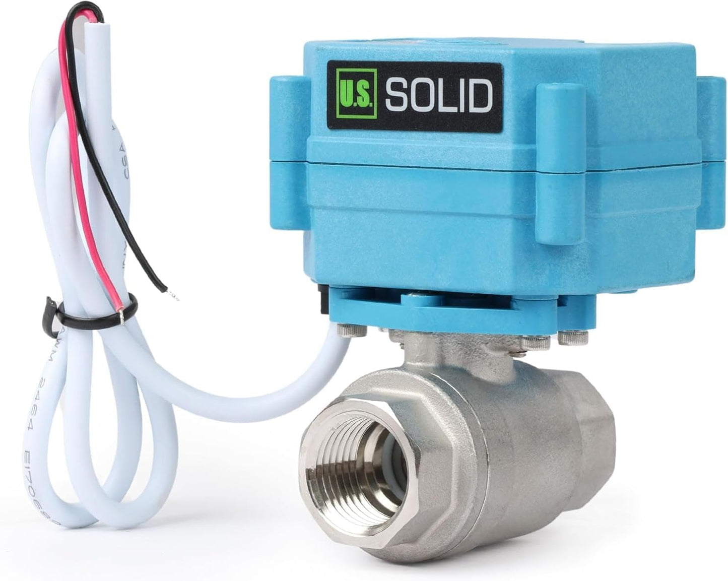 U.S. Solid Motorized Ball Valve – 1/2" 316 Stainless Steel, IP67 Waterproof, 110-230V AC, Full Port, 2-Wire Auto-Return, Normally Closed, Electric Valve for HVAC, Water, Oil, and Gas