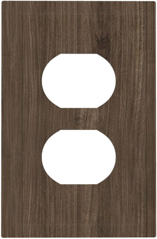 Outlet Covers Rustic Walnut Wood Grain 1 Gang Duplex Light Switch Cover Plate Decorative Switch Plate Covers Electrical Socket Cover for Farmhouse Cabin Decor