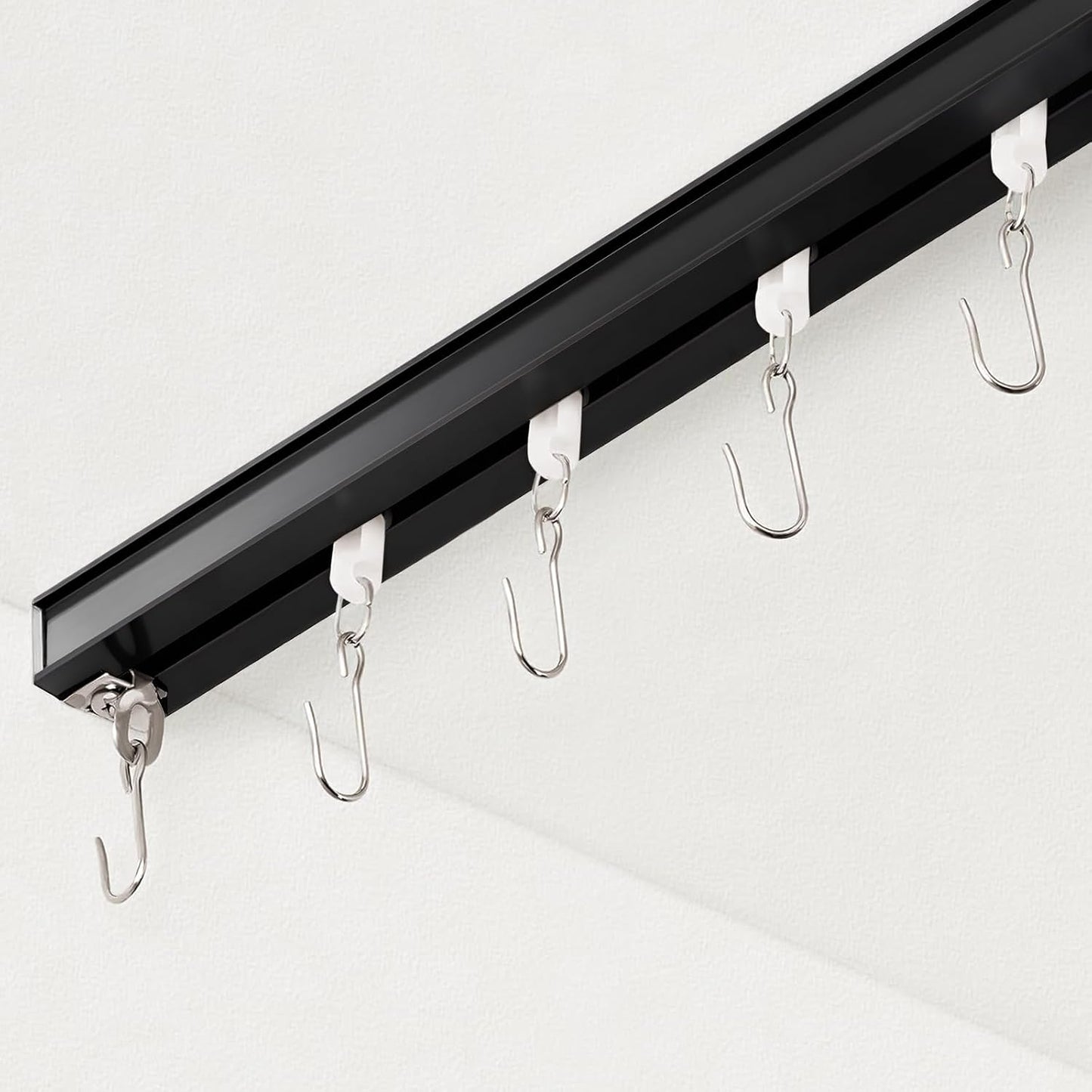 Curtain Track, Ceiling Curtain Track for Room Divider, Ceiling Mount Rail Set with Roller Hooks, Black, 3ft - 6ft