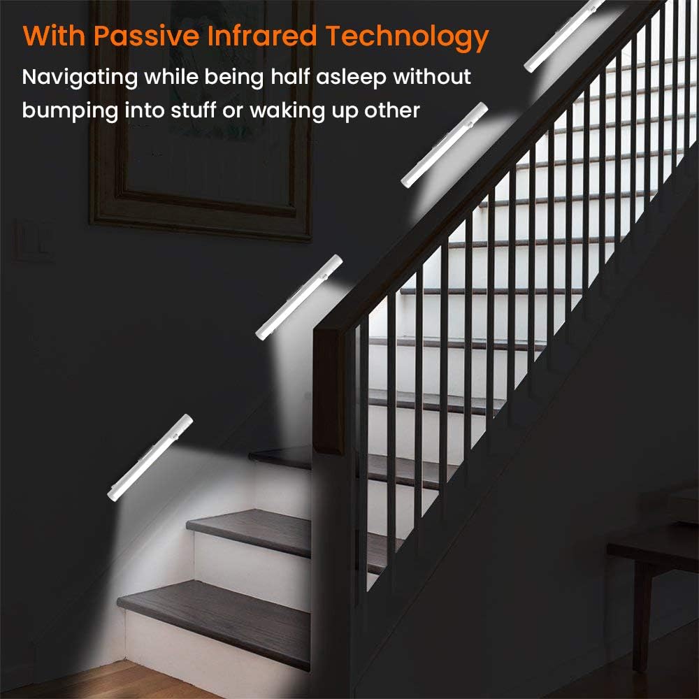 Under Cabinet Lighting,Wireless Led Closet Light Battery Powered Motion Sensor Light 21 LED Bulb Magnetic Stick-on Night Light Bar for Kitchen, Stairway, Wardrobe,Hallway - 2 Pack