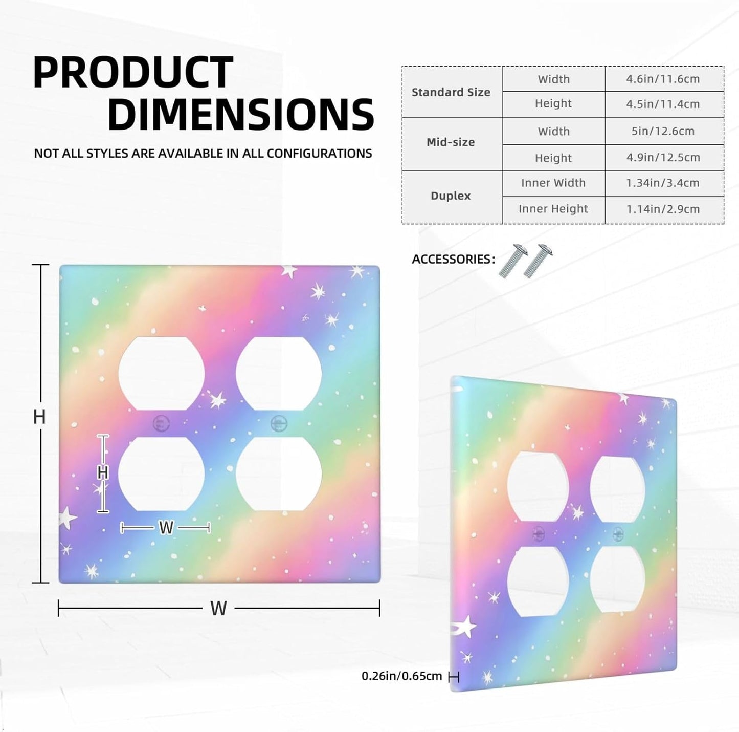 Decorative Outlet Covers Pink Blue Purple Iridescent Rainbow 2 Gang Light Switch Cover Plate Double Duplex Wall Plates for Electrical Outlets Switch Plate Covers for Bedroom Home Decor