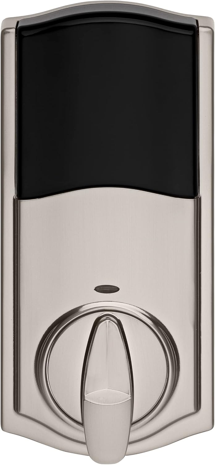 Kwikset SmartCode 916 Z-Wave Smart Lock, Keyless Entry Ring Compatible Door Lock, Touchscreen Electronic Deadbolt, SmartKey Re-Key Security, Smart Hub Required, Traditional Satin Nickle