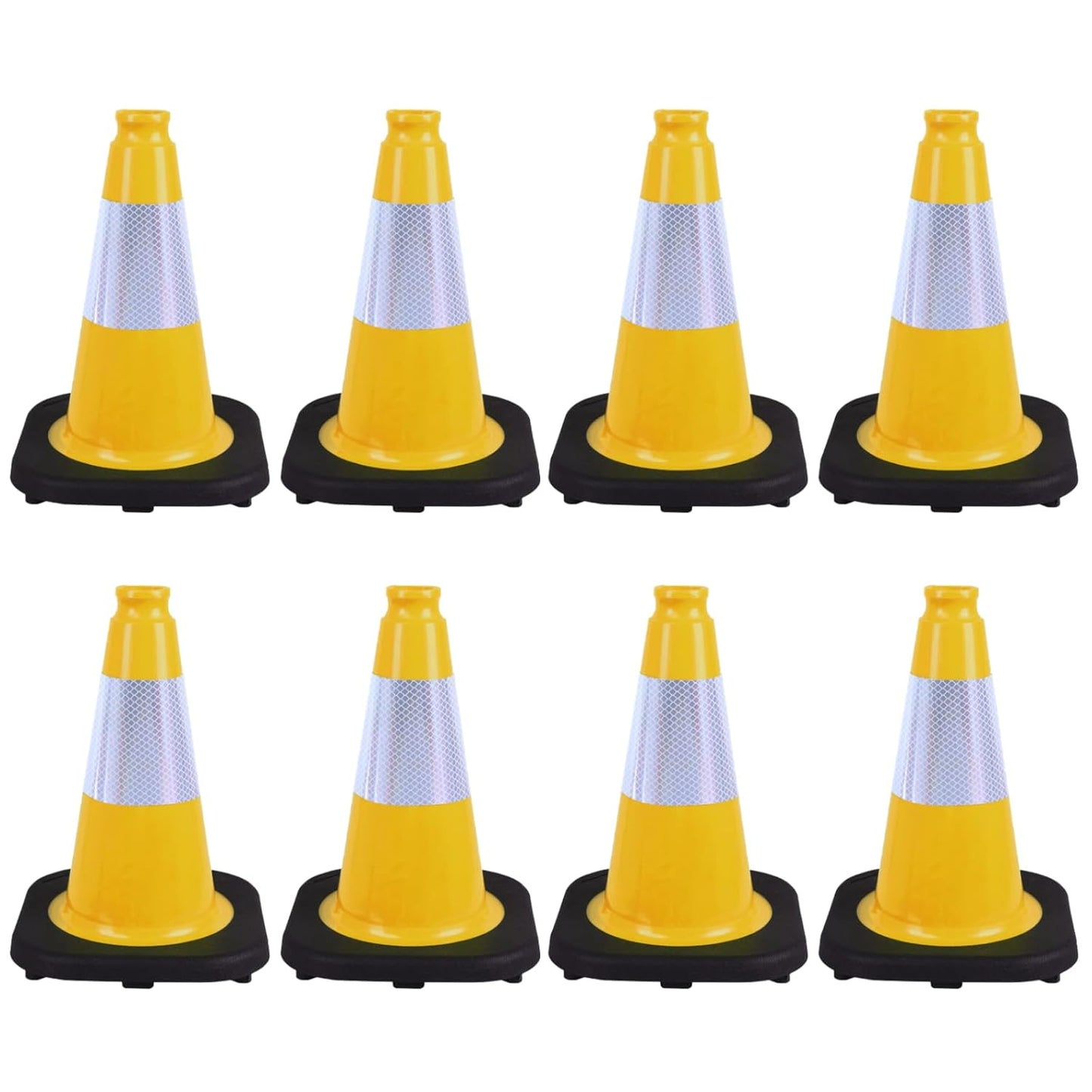 8 Pack 12 Inch Yellow Traffic Cones with Black Base, Multipurpose Road Safety Markers for Driveway, Parking Lots, Pet Training, Kids Games (8, Yellow, 12 Inch)
