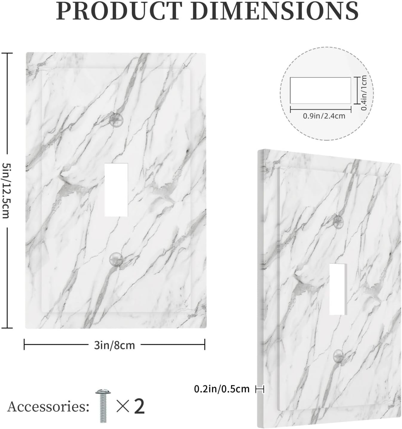 Decorative Light Switch Cover Plate Modern Grey Marble Texture 1 Gang Single Toggle Wall Plates for Electrical Outlet Covers Switch Plate Covers Faceplate for Bedroom Kitchen Decor