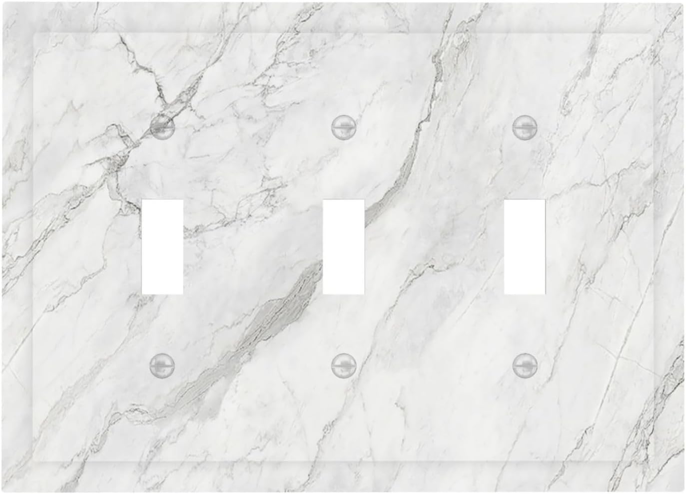 Decorative Switch Plates Marble Granite White And Grey 3 Gang Wall Plate Faceplate Triple Toggle Light Switch Cover Electrical Wall Panels for Home Bedroom Decor