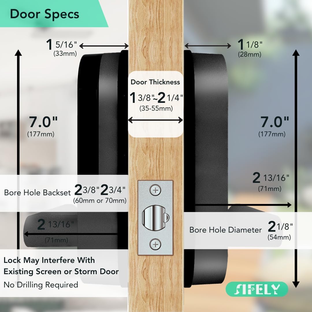 Built-in WiFi Fingerprint Smart Door Lock with Handle & Keypad – Keyless Entry with Code, App Remote Control, Auto-Lock for Front Door, Home & Airbnb, Works with Alexa & Google, Easy DIY Install