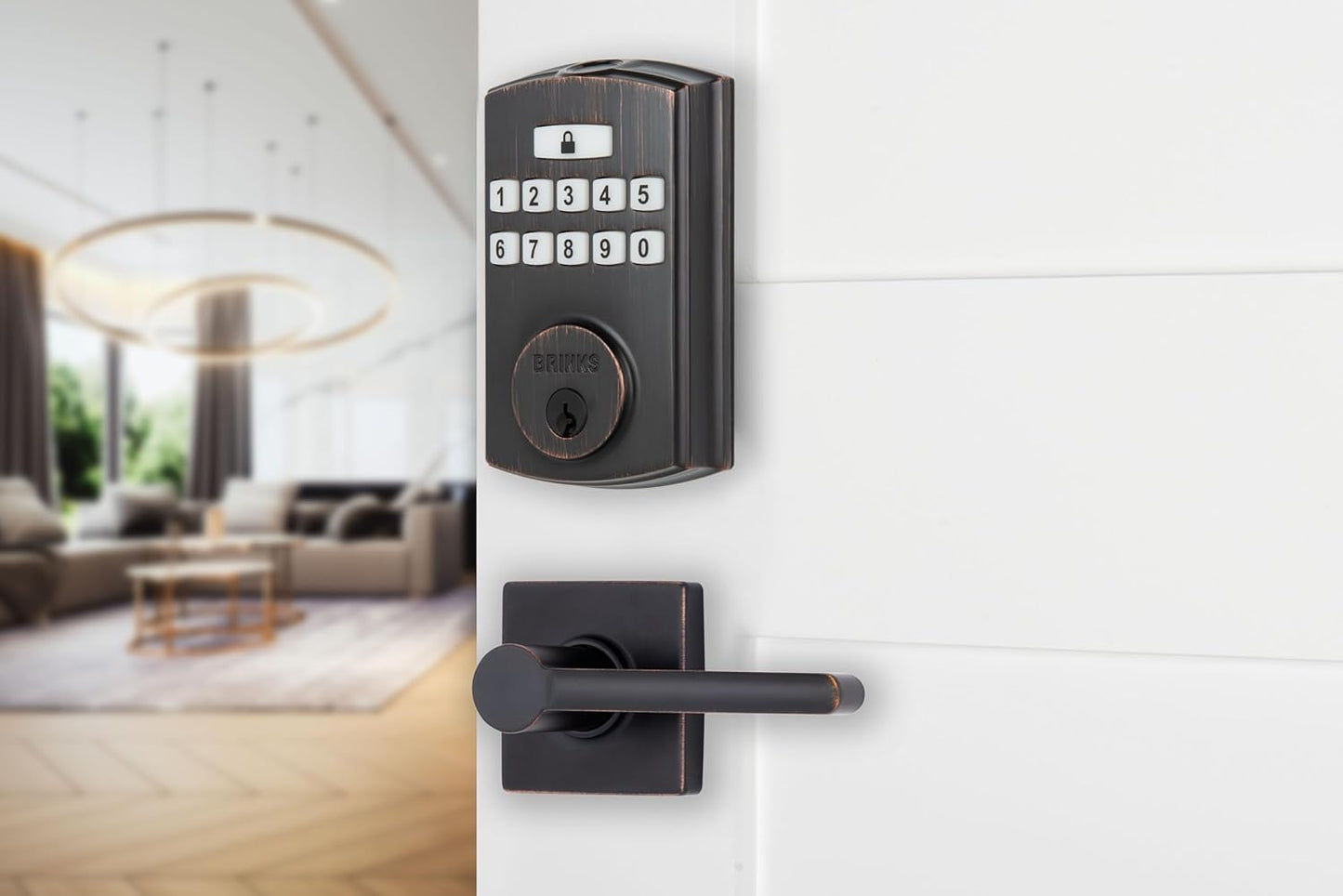 BRINKS Security Door Locks, High-Security Keyless Entry, Smart Electronic Door Lock with Deadbolt, Up to 50 Codes, Automatic Locking (Deadbolt & Passage Lever, Tuscan Bronze)