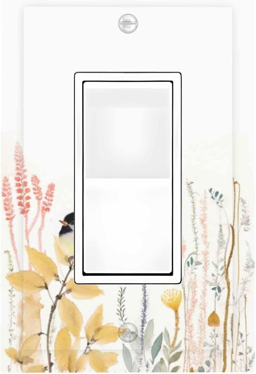 Decorative Outlet Covers Colorful Floral Watercolour Cuddly Bird 1 Gang Single Rocker Light Switch Cover Plate Wall Plates Gfci Faceplate For Bed Room Living Room Decor
