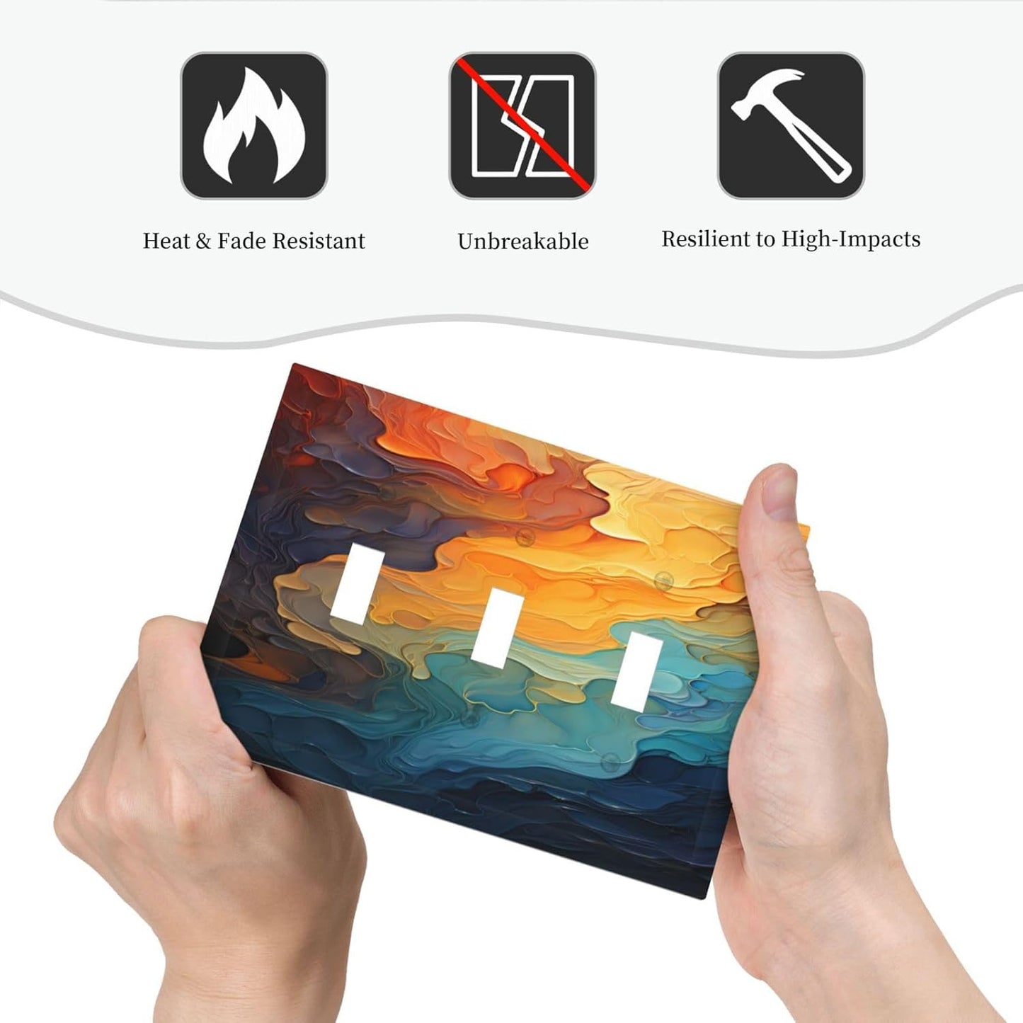 Light Switch Covers Abstract Colorful Modern Luxury Rainbow 3 Gang Wall Plates Triple Toggle Outlet Cover Decorative Switchplates Electrical Panel Cover for Kitchen Living Room 4.8 X 6.7 IN