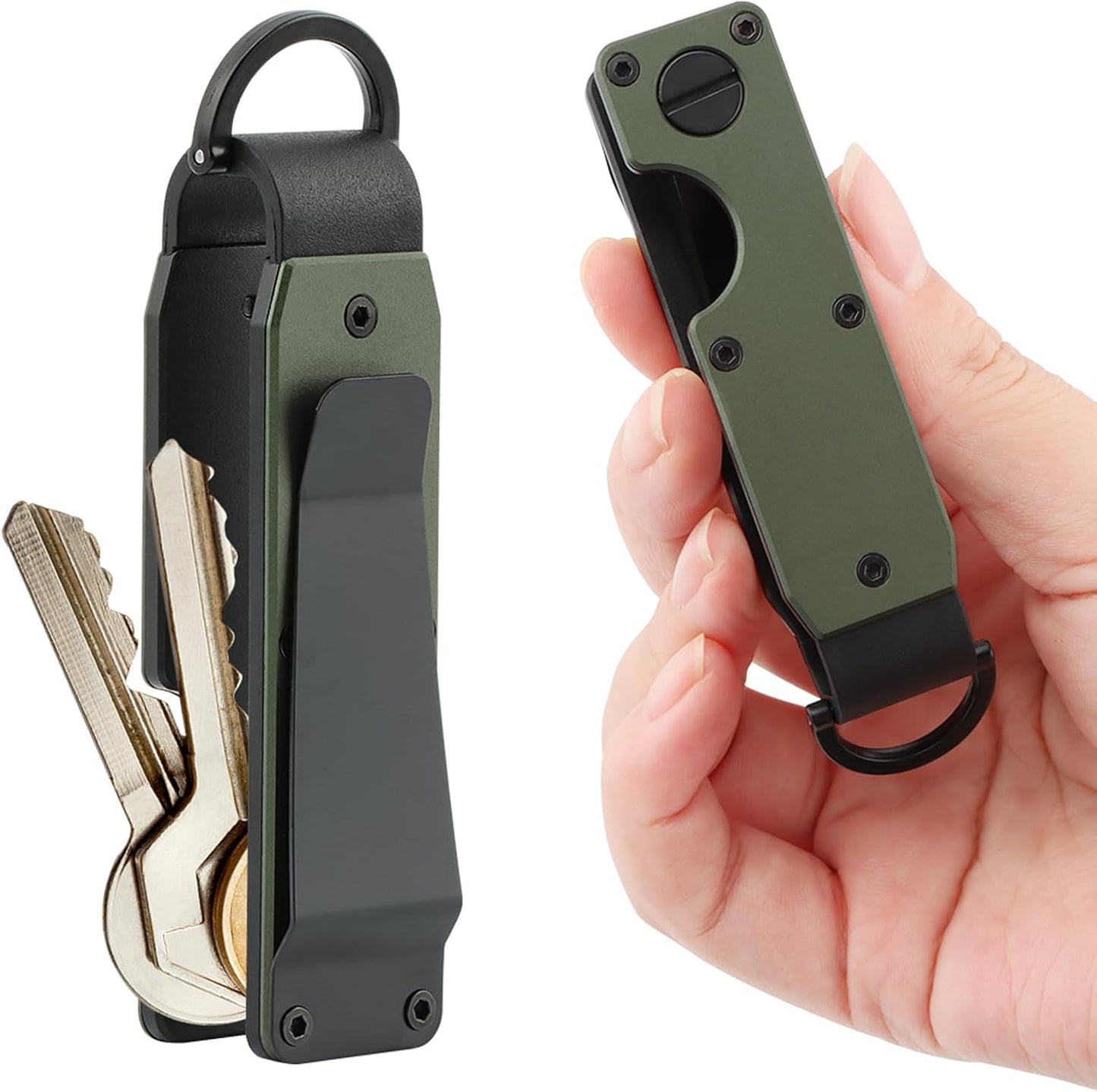 Key Organizer With Key Handle,Compact Met-allic Key Holder,Met-allic Key Organizer,Smart Keychain Secures 1-5 Keys