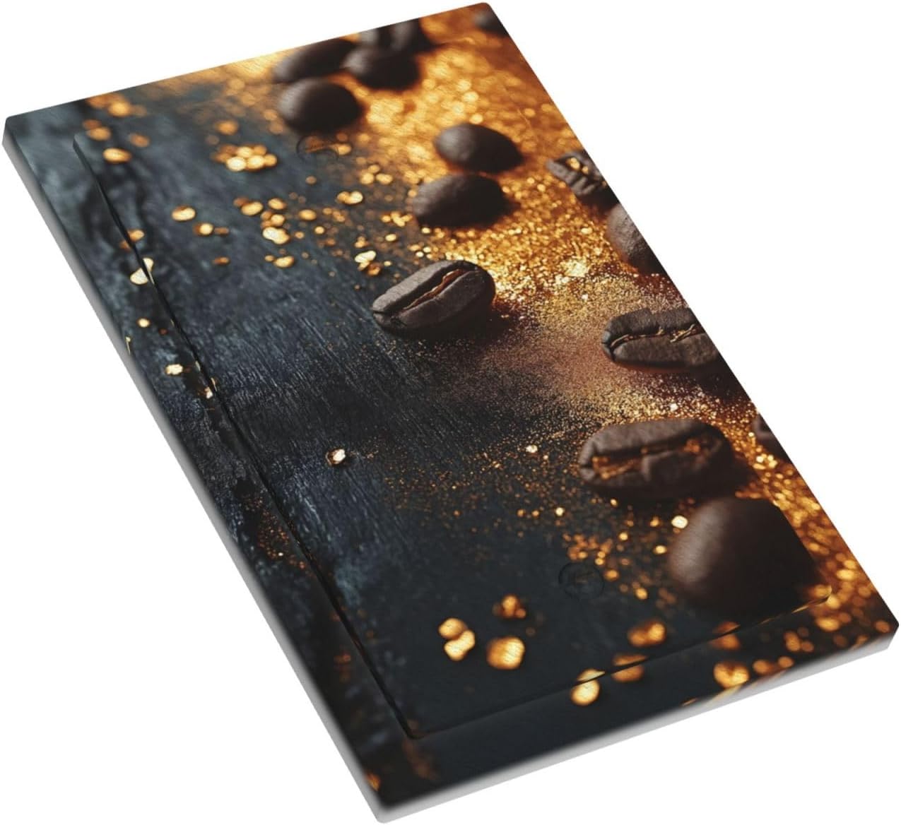 Decorative Light Switch Cover Plate Black Wood Board Gold Dust Coffee Beans 1 Gang No Device Single Blank Outlet Covers Wall Plate Cover Switchplate Electrical Face Plate