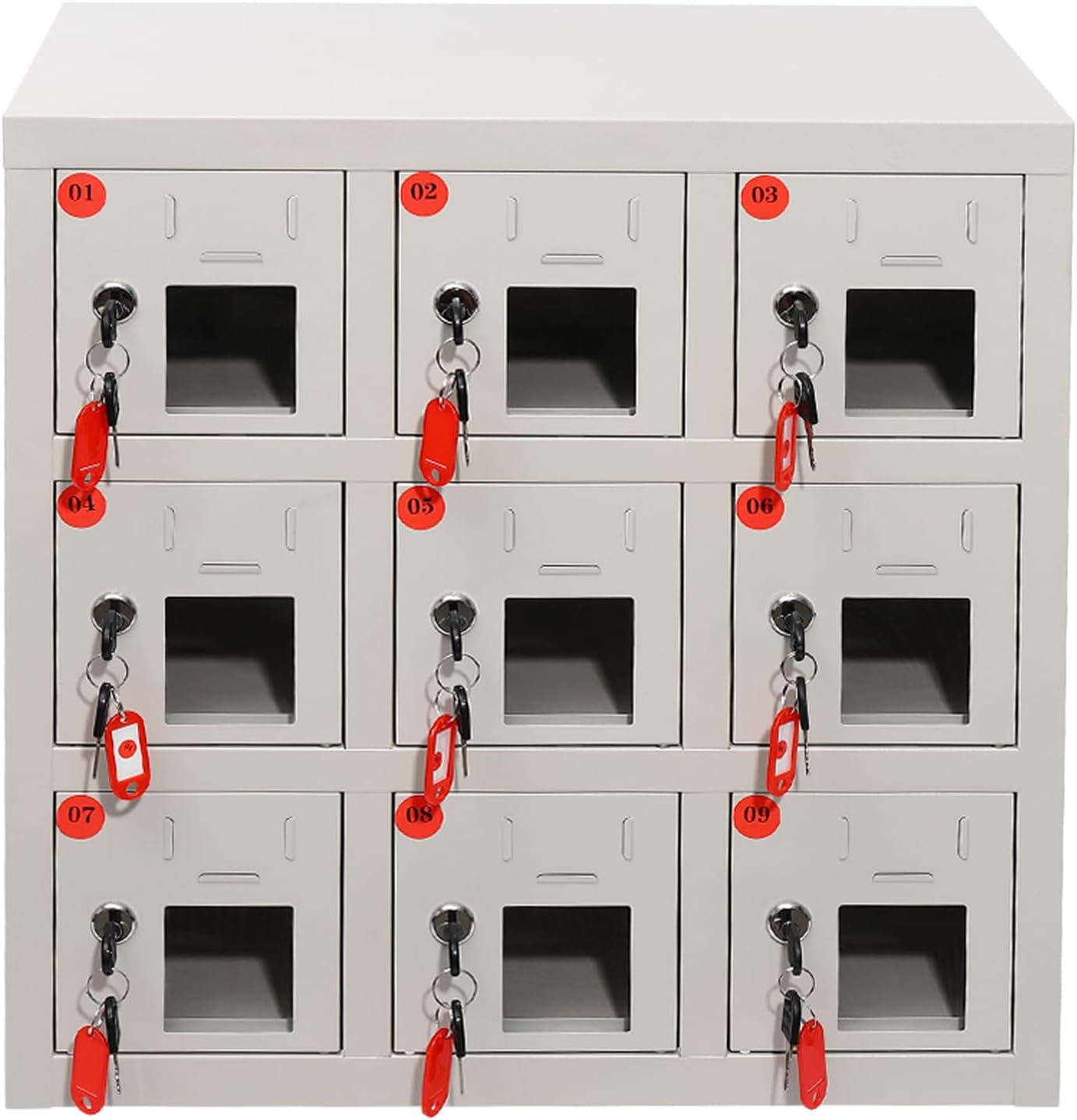 9 Door Cell Phone Locker with Charging Station, Rechargeable Mobile Device Phones Storage Cabinet with Anti-Interlocking Lock for Office Classroom Hotel (9 Slots)