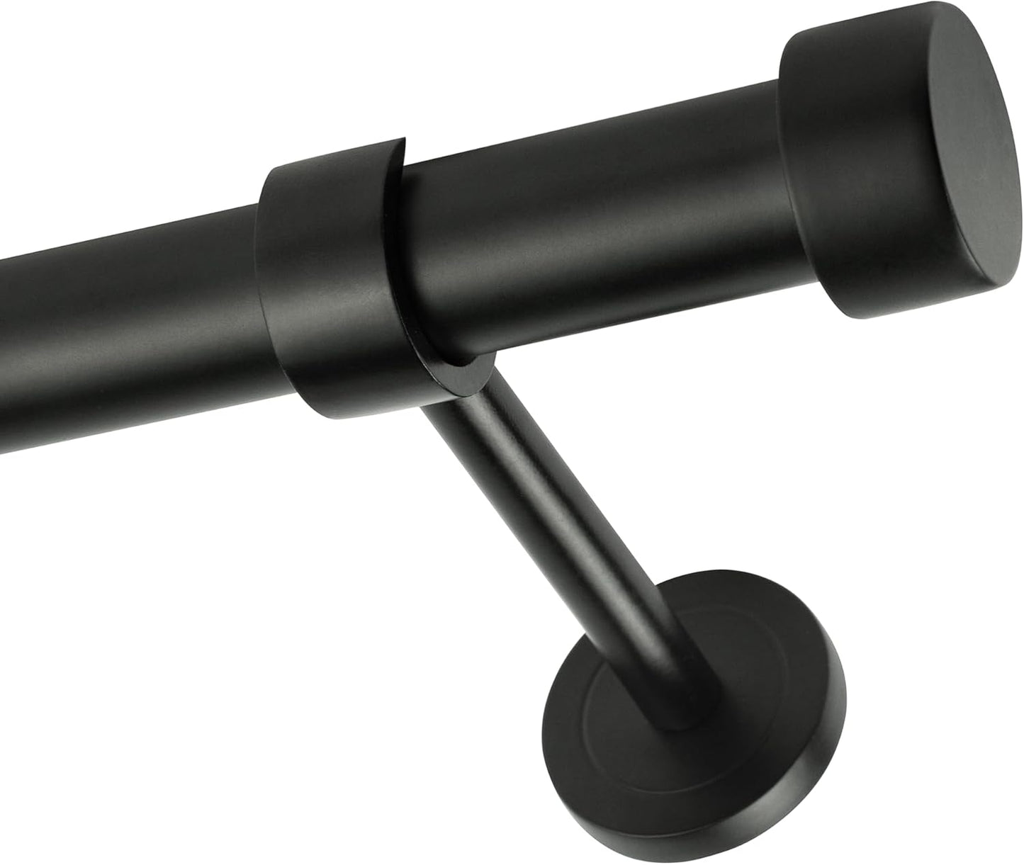 Matte Black Curtain Rod, Adjustable Curtain Rods for Windows 48 to 84 with three Heavy Duty Modern Design Long Brackets included, Matte Black 1 inch Expandable Rod