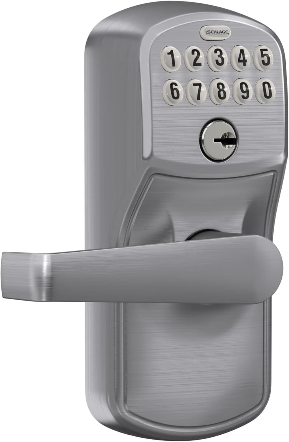 SCHLAGE Brushed Chrome FE595CS V PLY 626 ELA Plymouth Light Commercial Electronic Keypad Lock with Elan Lever(Satin Chrome)