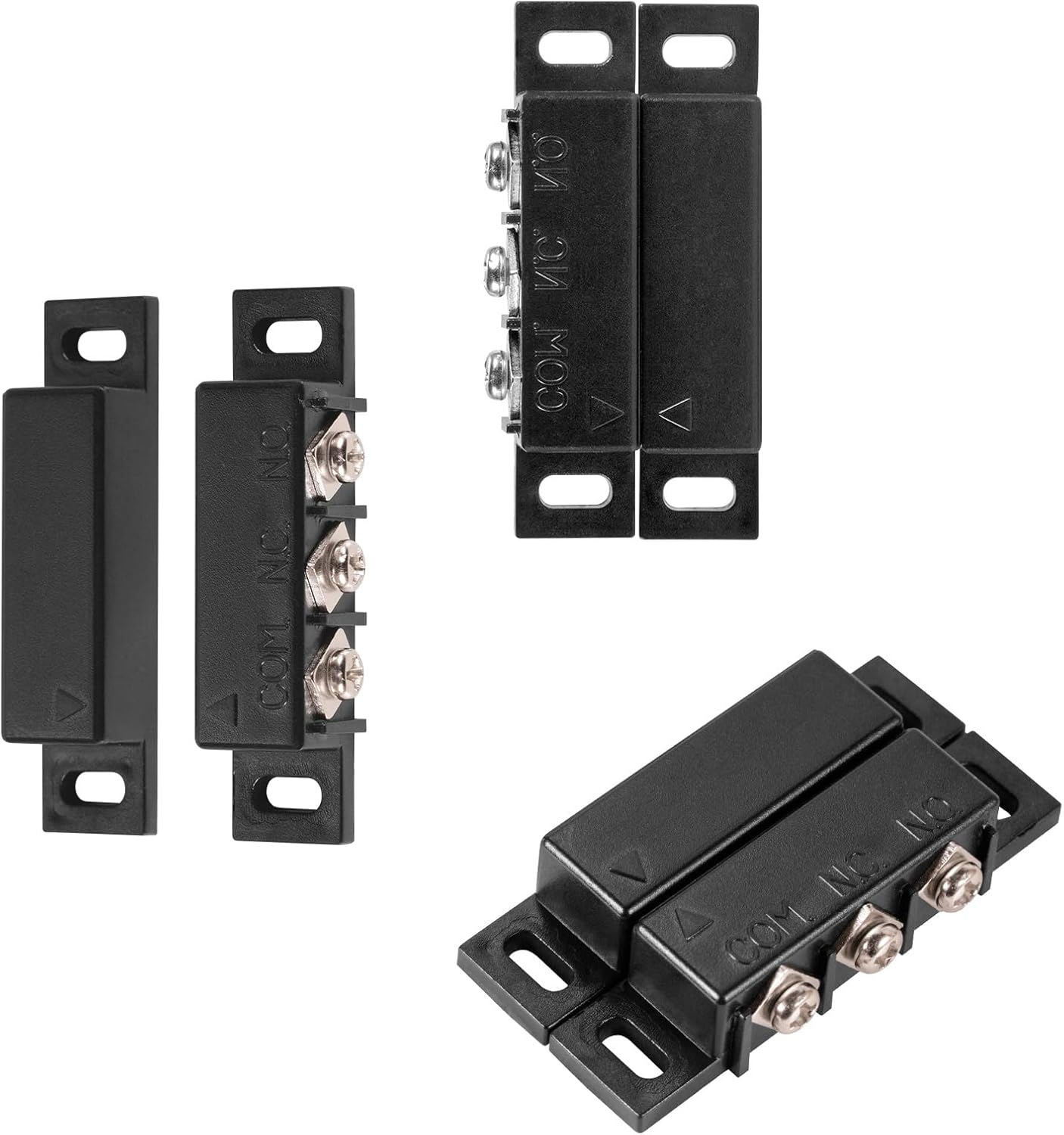 Magnetic Reed Switch Normally Open and Normally Closed NC NO Magnetic Contact Sensor Alarm Magnetic Door Switch,Proximity Switch for Door Alarm, Window Safety, Black,Pack of 2 with 40 Screws