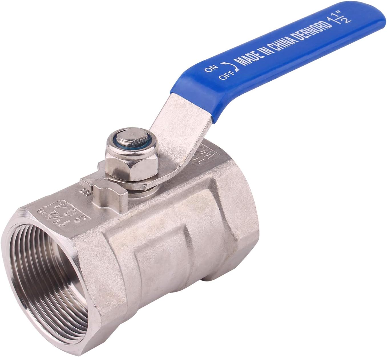 DERNORD Stainless Steel Ball Valve 1PC Type NPT Standard Port for Water, Oil, and Gas (1.5 Inch Ball Valve)