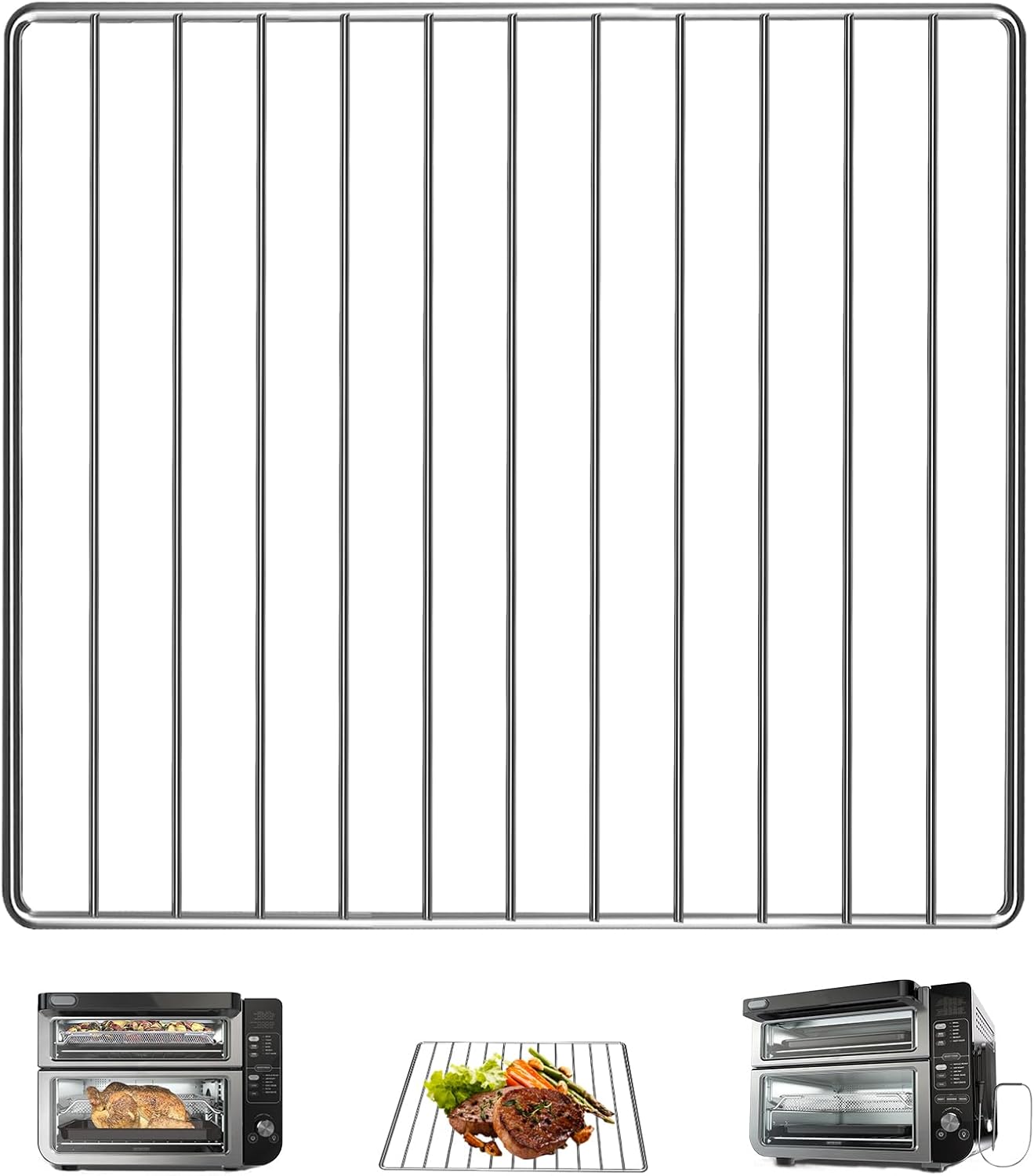 Wire Rack for Ninja DCT451 12 in 1 Smart Double Oven, 13''×12.4'' Stainless Steel Toaster Oven Replacement Parts Accessories Dehydrator Grill Rack for DCT601 DCT651 DCT401 DCT402BK Double Oven