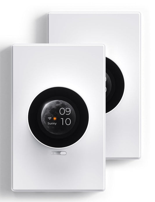 ELEGRP WiFi Smart Rotary Traic Dimmer with 1.8 inch TFT Display Screen, 3 Way, Needs Neutral Wire, 2.4GHz Wi-Fi, Compatible with Alexa and Google Home, No Hub Required, UL Listed, 2 Pack, White