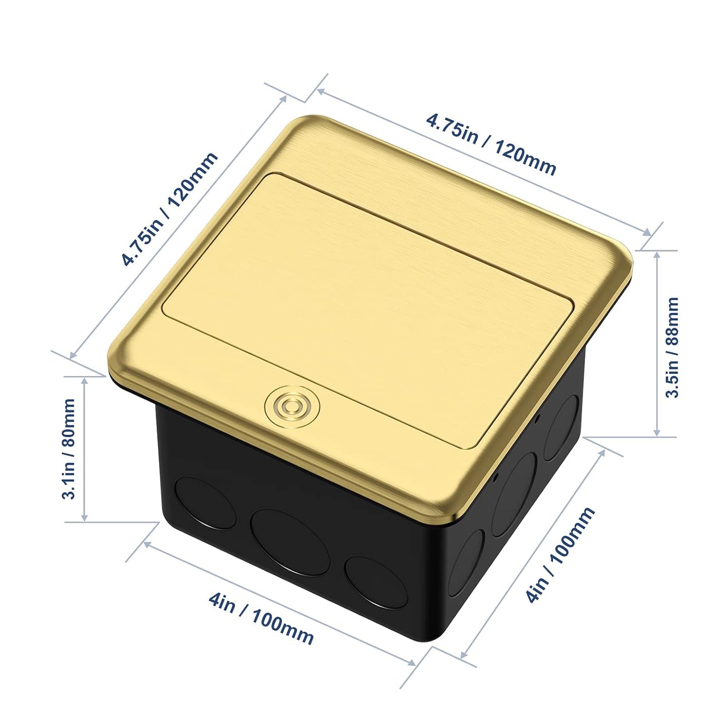 KYHSHJ Pop Up Floor Electrical Outlet Box Kit，20 Amp Stainless Steel TR Tamper-Resistant Duplex Receptacle Outlet，Corrosive Resistant Hardware，ETL Listed, Brass
