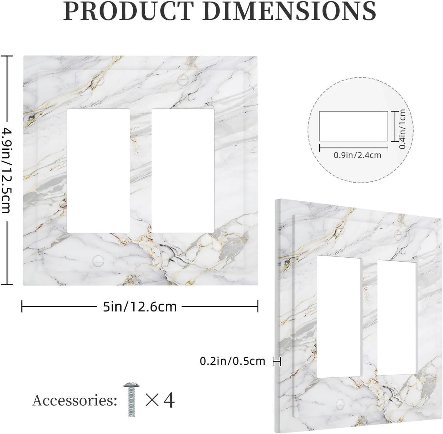 Decorative Outlet Covers Gray Gold Marble Abstract Modern Luxury 2 Gang Double Rocker Light Switch Cover Plate Electrical Switch Plate Cover Decorate GFCI Wall Plate for Bedroom Home Decor