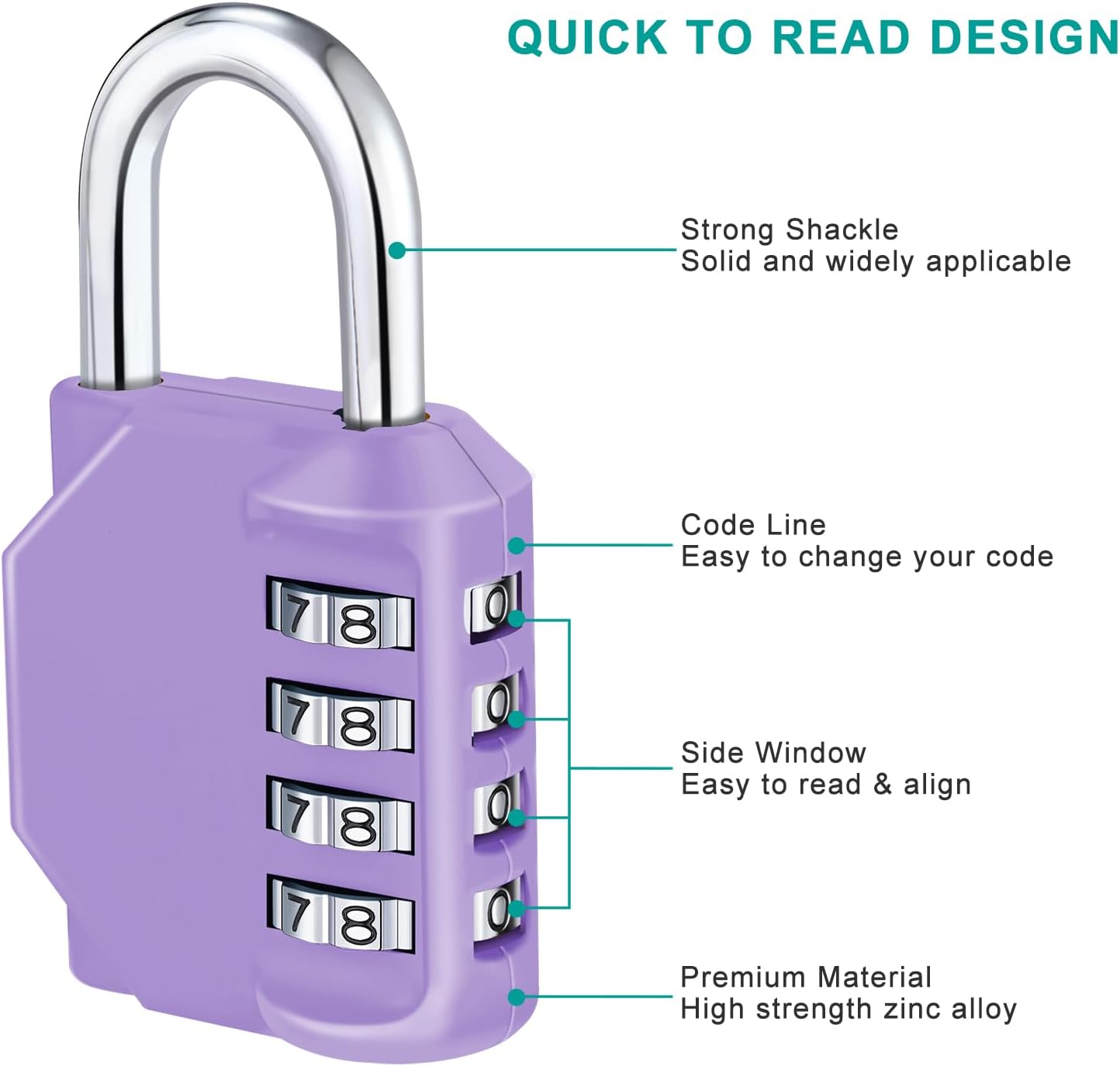 ZHEGE Combination Lock Outdoor 2 Pack, 4 Digit Resettable Weatherproof Combination Padlock for Gym, School, Gates, Doors, Hasps Storage (Purple, 2 Pack)