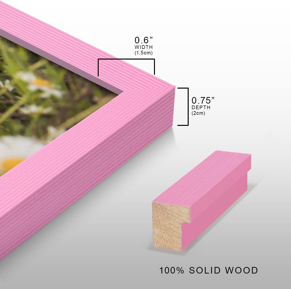 Renditions Gallery 11X14 Custom Photo Prints with Real Wood Picture Frames. Create Personalized Photos with Peel & Stick Photo Frames. Single, Pink Frame