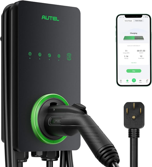 Autel Level 2 EV Charger 40 Amp Home Smart AI Electric Vehicle (EV) Charger, Wi-Fi and Bluetooth Enabled EVSE, with in-Body Holster and 25-Foot Cable NEMA 14-50 Plug(Dark Gray)
