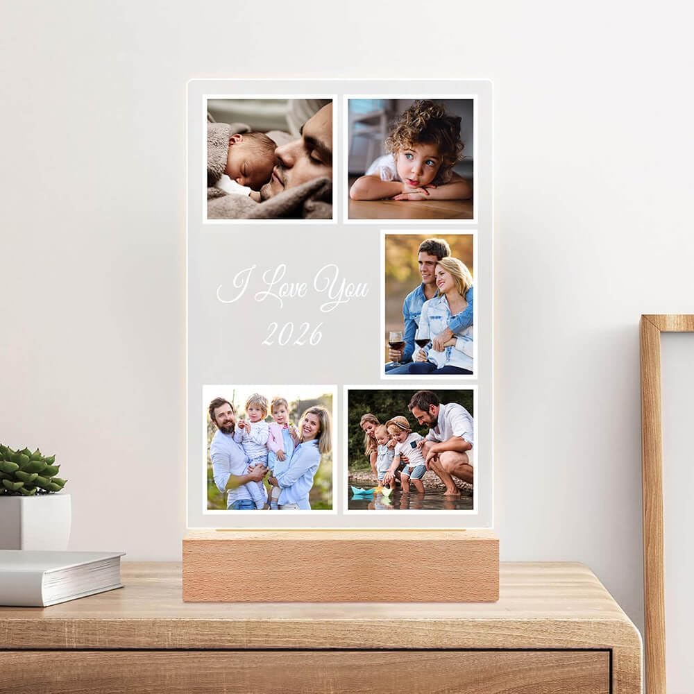 Custom Picture Frames with Photo, Personalized Photo Frame with Night Light, Customized Picture Frame, Personalized Valentines Day Gifts for Women, Men, Mom, Dad, Baby, Kid, Family