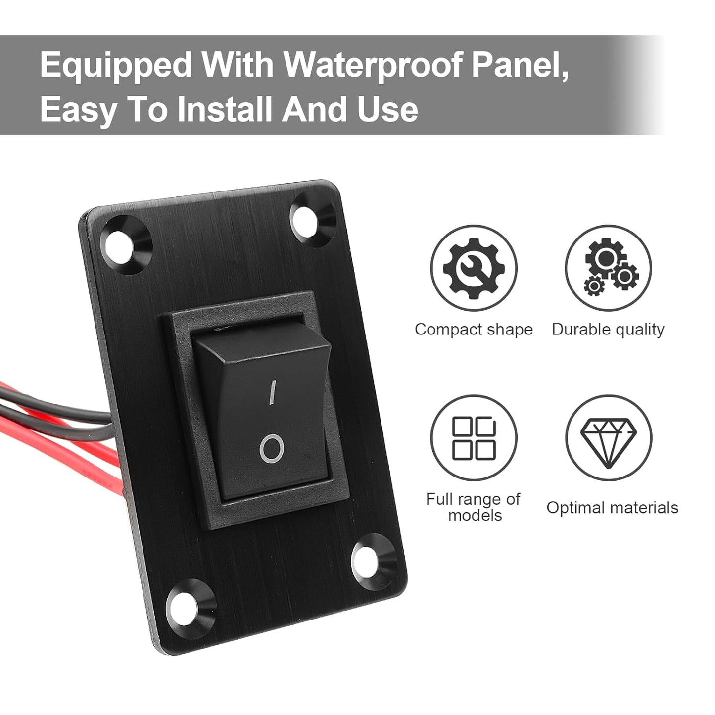 1Pcs Black KCD4 Boat Rocker Switch 2-Position 4-Pin Pre-Wired DPST Panel Switch 16A 250VAC 20A 125VAC, CE